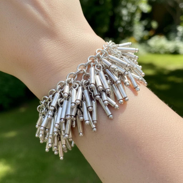 Vintage Teresa Camino Sterling Silver Cha Cha Fringe Bracelet
