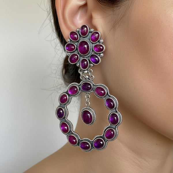 Federico Jimenez Amethyst Chandelier Sterling Silver Earrings