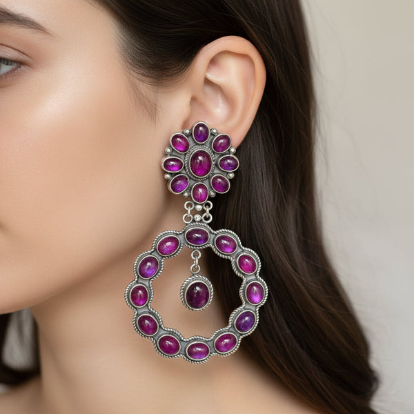 Federico Jimenez Amethyst Chandelier Sterling Silver Earrings