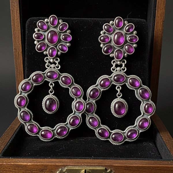 Federico Jimenez Amethyst Chandelier Sterling Silver Earrings