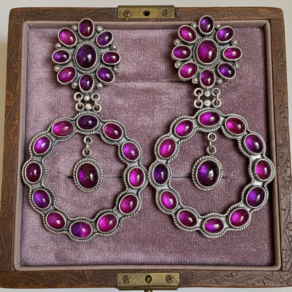 Federico Jimenez Amethyst Chandelier Sterling Silver Earrings