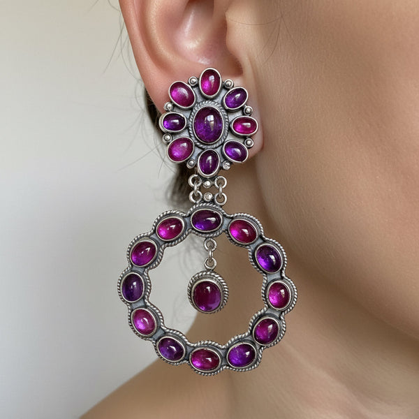 Federico Jimenez Amethyst Chandelier Sterling Silver Earrings