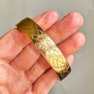Vintage Art Deco Engraved Gold Filled Bangle Bracelet - Boylerpf