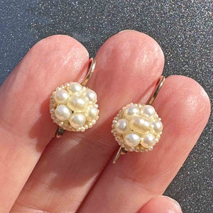 Antique Georgian Pearl Cluster Earrings in 14k Gold | Boylerpf