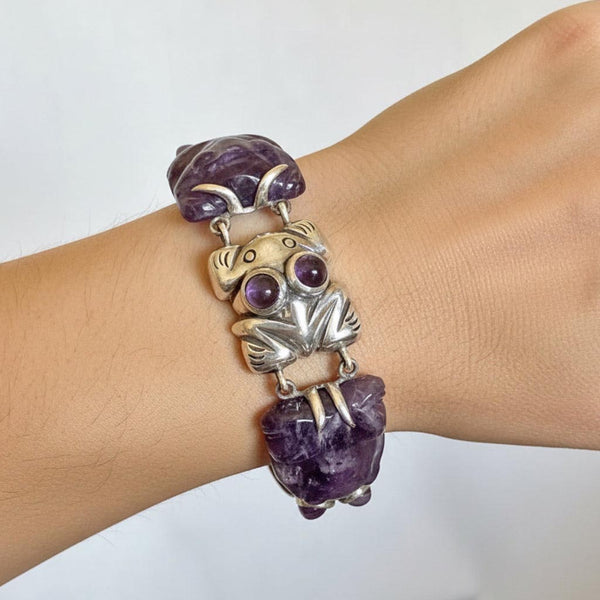 William Spratling Taxco Silver Amethyst Frog Bracelet