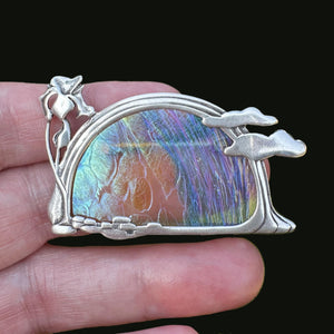 Scottish Art Nouveau Style Stained Glass Pat Cheney Brooch - Boylerpf