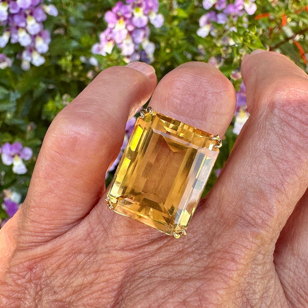 Vintage 22 CTW Citrine Cocktail Ring in 14K Gold - Boylerpf