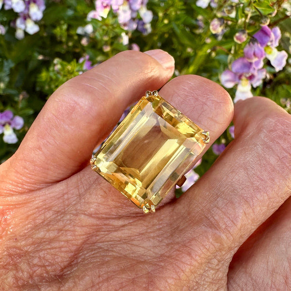 Vintage 22 CTW Citrine Cocktail Ring in 14K Gold - Boylerpf