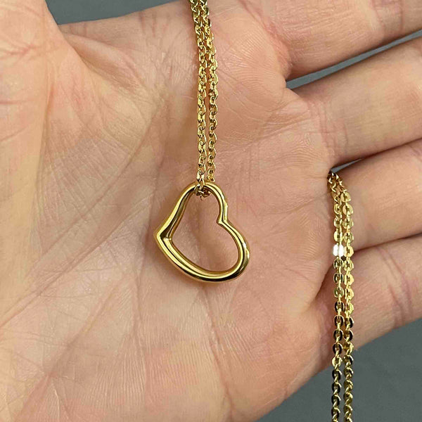 Vintage Solid 18K Gold Witches Heart Pendant Necklace - Boylerpf