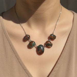 Vintage Sterling Silver Scottish Moss Agate Drop Necklace - Boylerpf