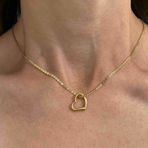 Vintage Solid 18K Gold Witches Heart Pendant Necklace - Boylerpf