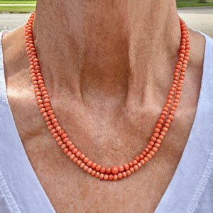 Antique Victorian Mediterranean Salmon Coral Necklace - Boylerpf