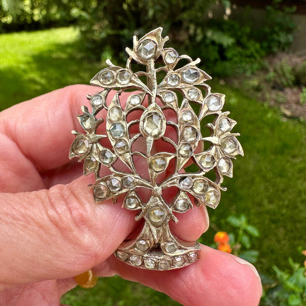 Georgian Tree Of Life Rose Cut Zircon Jargoon Brooch - Boylerpf
