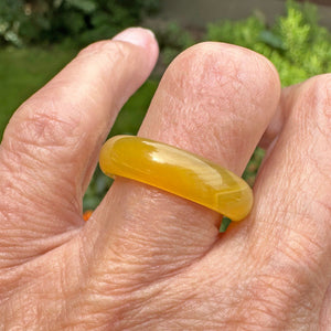 Natural Yellow Banded Agate Donut Ring Band - Boylerpf
