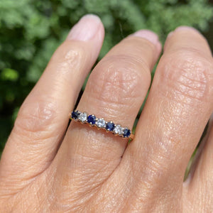 Vintage Sapphire Diamond Half Eternity Ring Band - Boylerpf