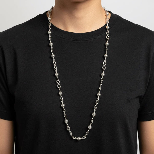Vintage Mexican Sterling Silver Ball & Infinity Chain Necklace