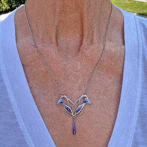 Pat Cheney Art Nouveau Style Enamel Pendant Necklace - Boylerpf