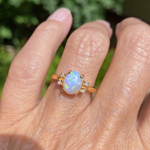 Vintage 14K Gold Estate Diamond Opal Ring - Boylerpf