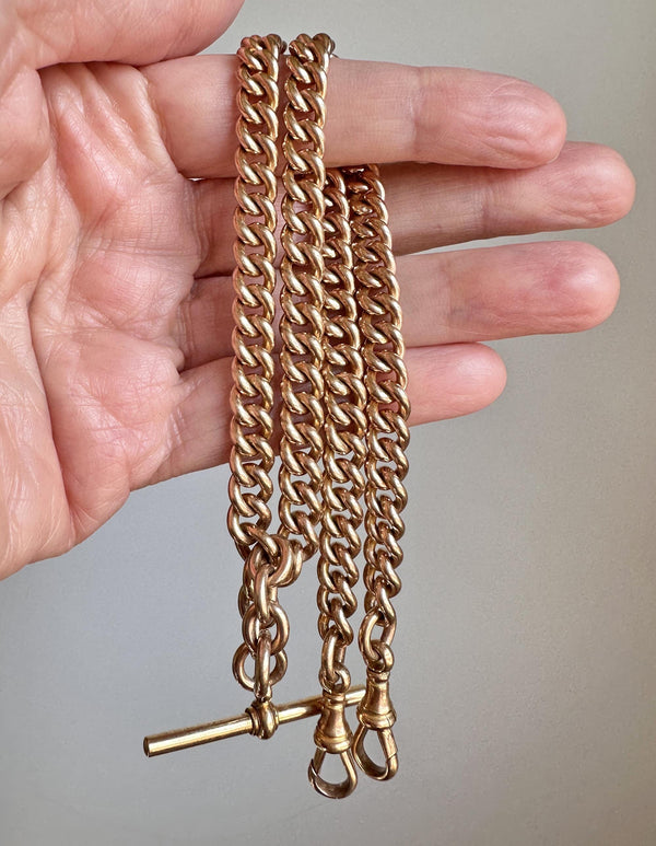 Antique Double Albert Rolled Gold Pocket Watch Chain - Boylerpf