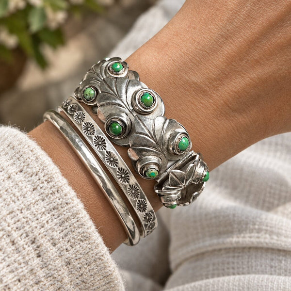 Vintage Taxco Turquoise Sterling Silver Los Castillo Style Bracelet