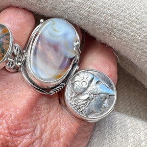 Greek Goddess Athena Heavy Sterling Silver Signet Ring - Boylerpf