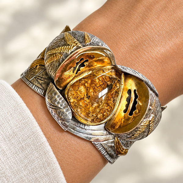 Margaret Barnaby18K Gold Sterling Silver Rutilated Quartz Cuff