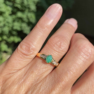 Vintage Diamond Accent Natural Emerald Ring - Boylerpf