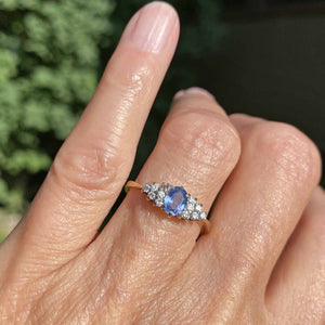 Gold Diamond Cluster Ceylon Sapphire Ring - Boylerpf