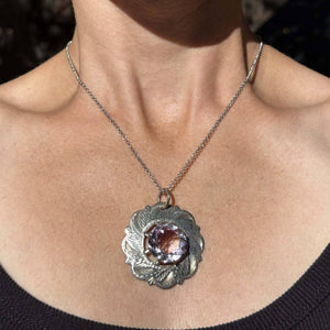 DEPOSIT Antique Edinburgh Silver Leaf 17.5 CTW Amethyst Pendant Necklace - Boylerpf