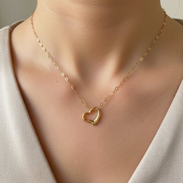 Vintage Tiffany Style 9K Gold Heart Pendant Necklace – Boylerpf
