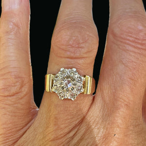 Antique 14K Gold Rose Cut Diamond Halo Cluster Ring - Boylerpf