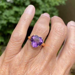 ON HOLD Vintage 14K Gold Amethyst Heart Ring - Boylerpf