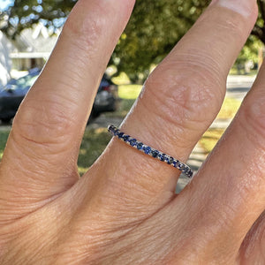 Vintage 14K White Gold Wave Sapphire Ring Band - Boylerpf