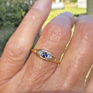 Vintage 10K Gold Diamond Accent Sapphire Ring - Boylerpf