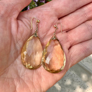Antique Victorian Gold 65 Carat Citrine Dangle Earrings - Boylerpf