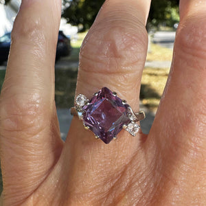 Fancy Cut Color Change Sapphire Ring in White Gold - Boylerpf