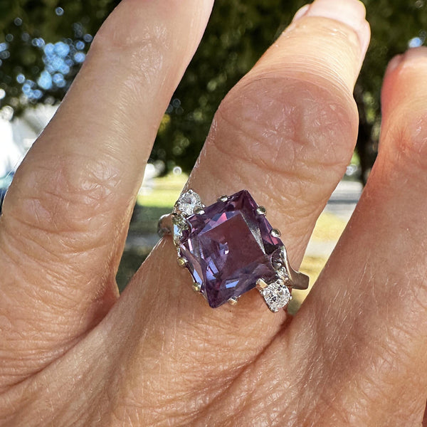 Fancy Cut Color Change Sapphire Ring in White Gold - Boylerpf