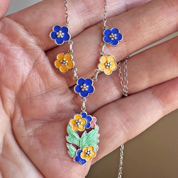 Bernard Instone Arts & Crafts Enamel Flower Necklace - Boylerpf
