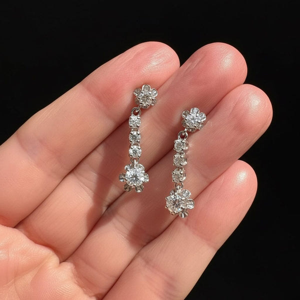 Vintage Art Deco Style 1.5 CTW Diamond Dangle Earrings - Boylerpf