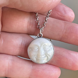 Art Deco Czech Iridescent Man In The Moon Charm Pendant - Boylerpf