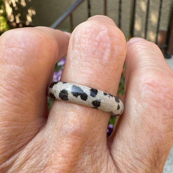 Vintage Dalmatian Jasper Agate Donut Band Ring - Boylerpf