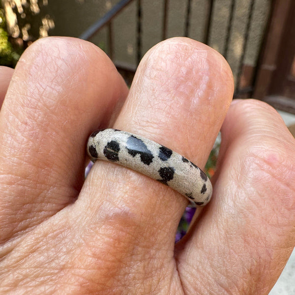 Vintage Dalmatian Jasper Agate Donut Band Ring - Boylerpf