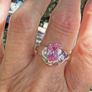 Vintage Pear Cut Pink Sapphire Diamond Ring in White Gold - Boylerpf