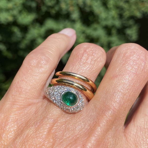 18K Gold Diamond Cluster Emerald Snake Ring - Boylerpf