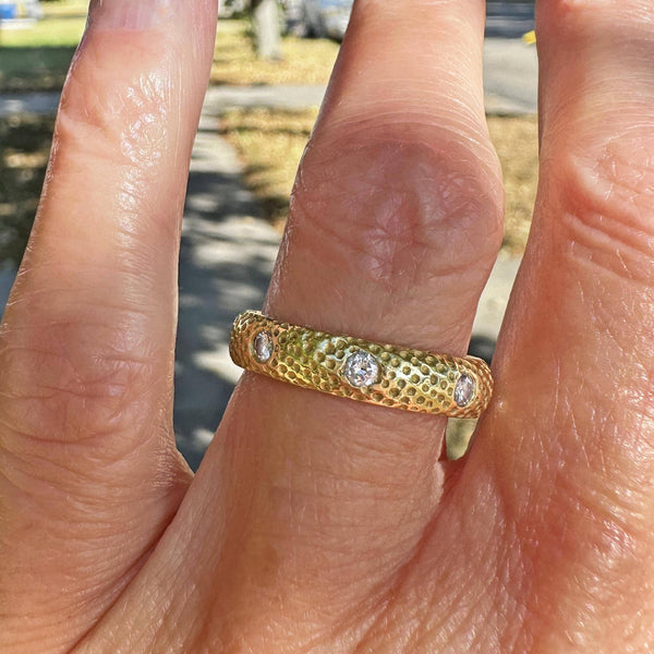 Textured 18K Gold .65 CTW Diamond Eternity Ring Band - Boylerpf