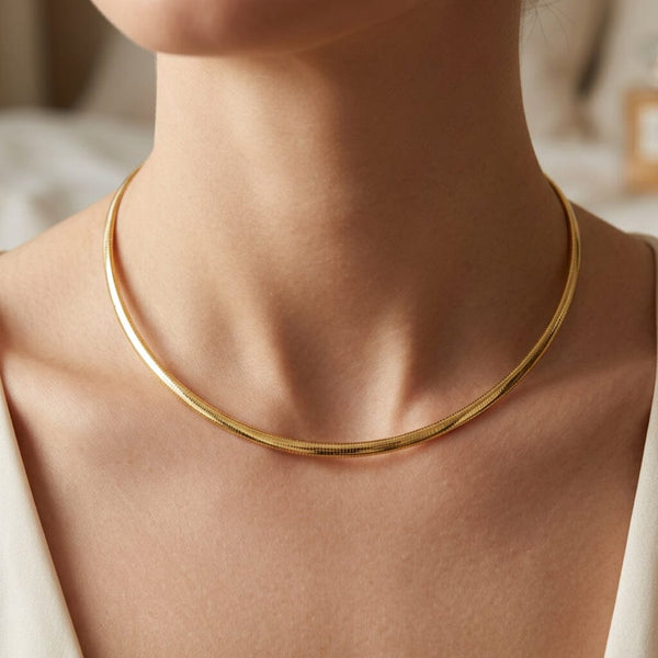 14K Yellow Gold Omega Chain Necklace 17 Inch 16 Grams