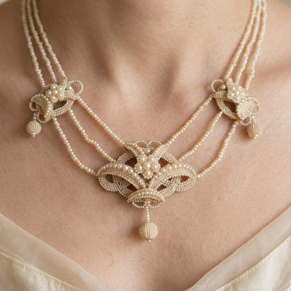 Antique Georgian Seed Pearl Necklace with Topaz Clasp - Boylerpf