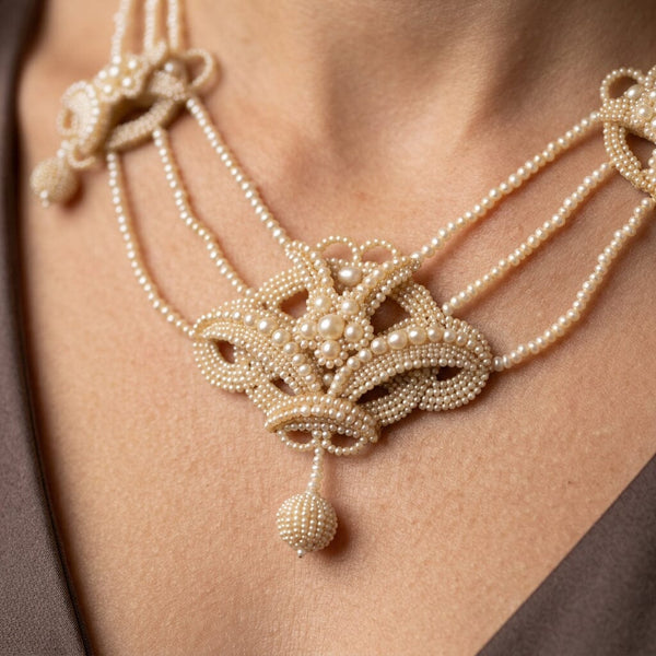 Antique Georgian Seed Pearl Necklace with Topaz Clasp - Boylerpf