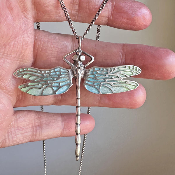 Norman Grant Scottish Enamel Dragonfly Pendant Necklace - Boylerpf