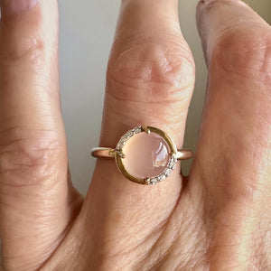 Vintage Gold Diamond and Pink Chalcedony Ring - Boylerpf